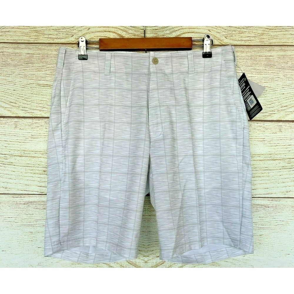 PGA Tour Golf Shorts Mens Size 38 Gry Check Performance Flat Front Shorts New 38